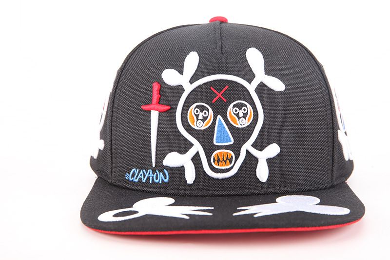 Skull and Sword Embroidered Snapback Caps