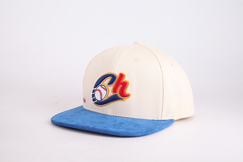 Baseball Embroidered Cap with Blue Suede Brim