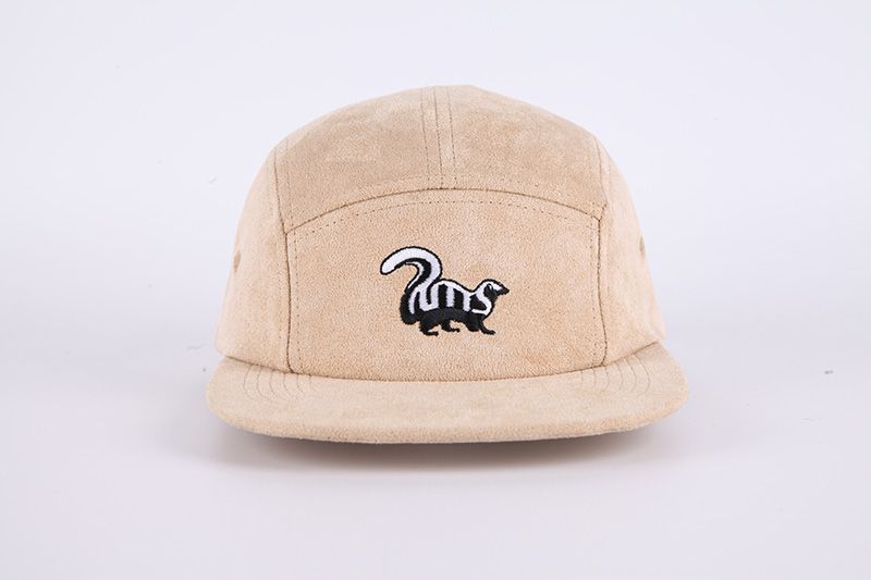 Suede Embroidered 5 Panel Hat