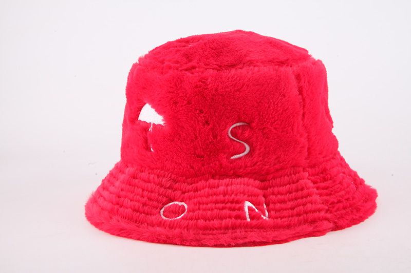 Fuzzy Red Embroidered Bucket Hat