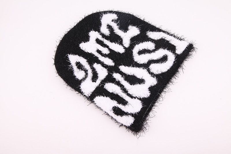 Fuzzy Jacquard Letter Beanie