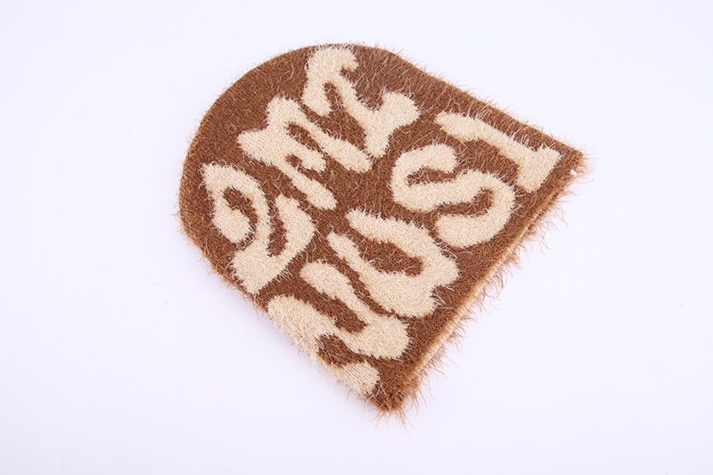 Fuzzy Jacquard Letter Beanie