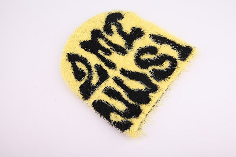 Fuzzy Jacquard Letter Beanie