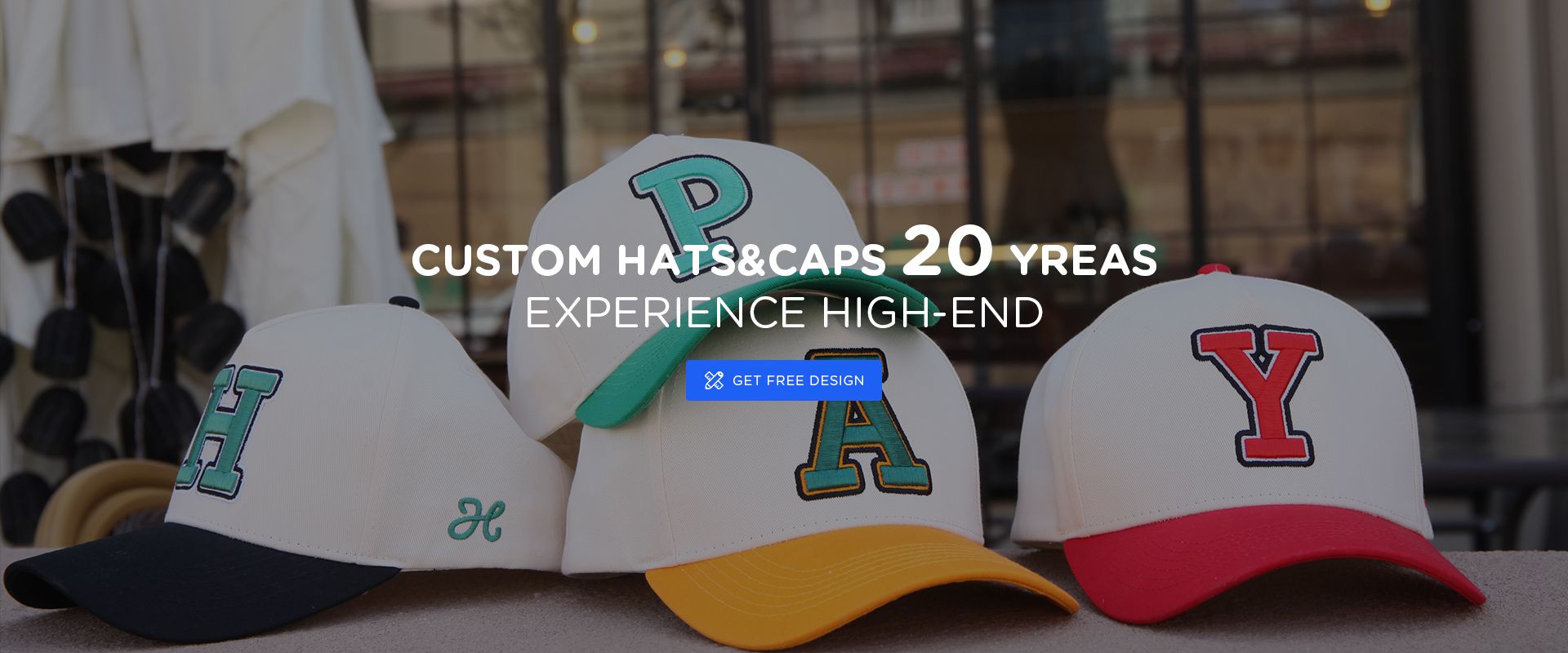 CUSTOM HATS&CAPS 20 YREAS EXPERIENCE HIGH-END